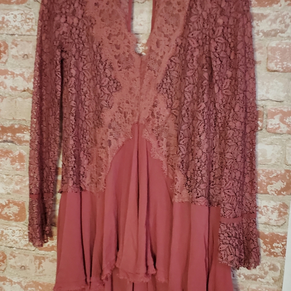 Free People Tell Tale Cutout Lace Tunic Dress (Size S) - Picture 4 of 9
